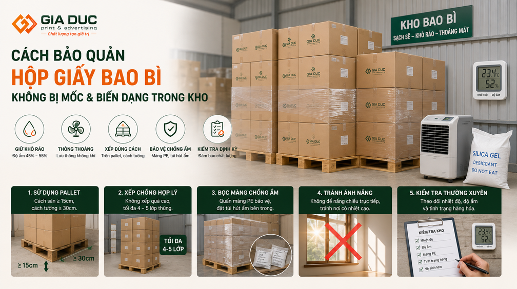 Cách Bảo Quản Hộp Giấy Bao Bì Không Bị Mốc Và Biến Dạng Trong Kho