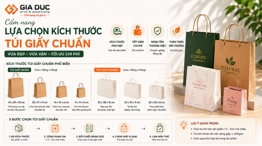 Cẩm Nang Lựa Chọn Kích Thước Túi Giấy Chuẩn Cho Mọi Ngành Hàng