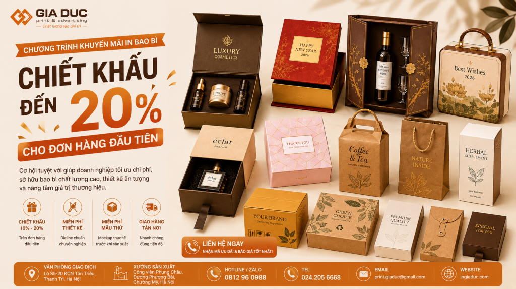 Chương Trình Khuyến Mãi In Bao Bì Chiết Khấu Đến 20% Cho Đơn Hàng Đầu Tiên