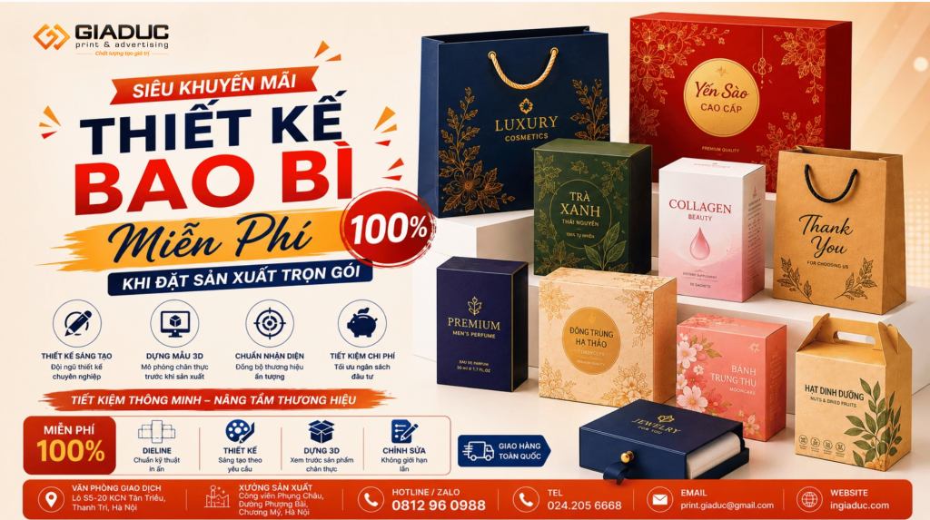 Siêu Khuyến Mãi Thiết Kế Bao Bì Miễn Phí Khi Đặt Sản Xuất Trọn Gói