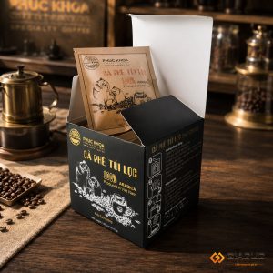 in hộp đựng cà phê đặc sản