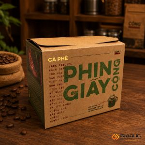 in hộp giấy đựng cà phê