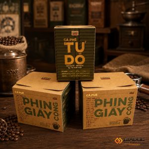 in hộp giấy đựng cà phê