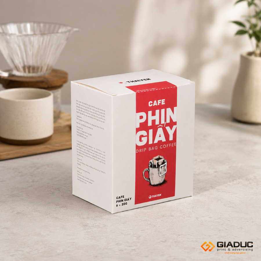 in hộp giấy đựng cà phê