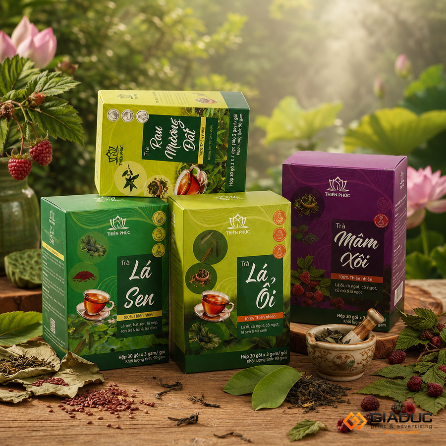 in hộp giấy đựng trà mâm xôi